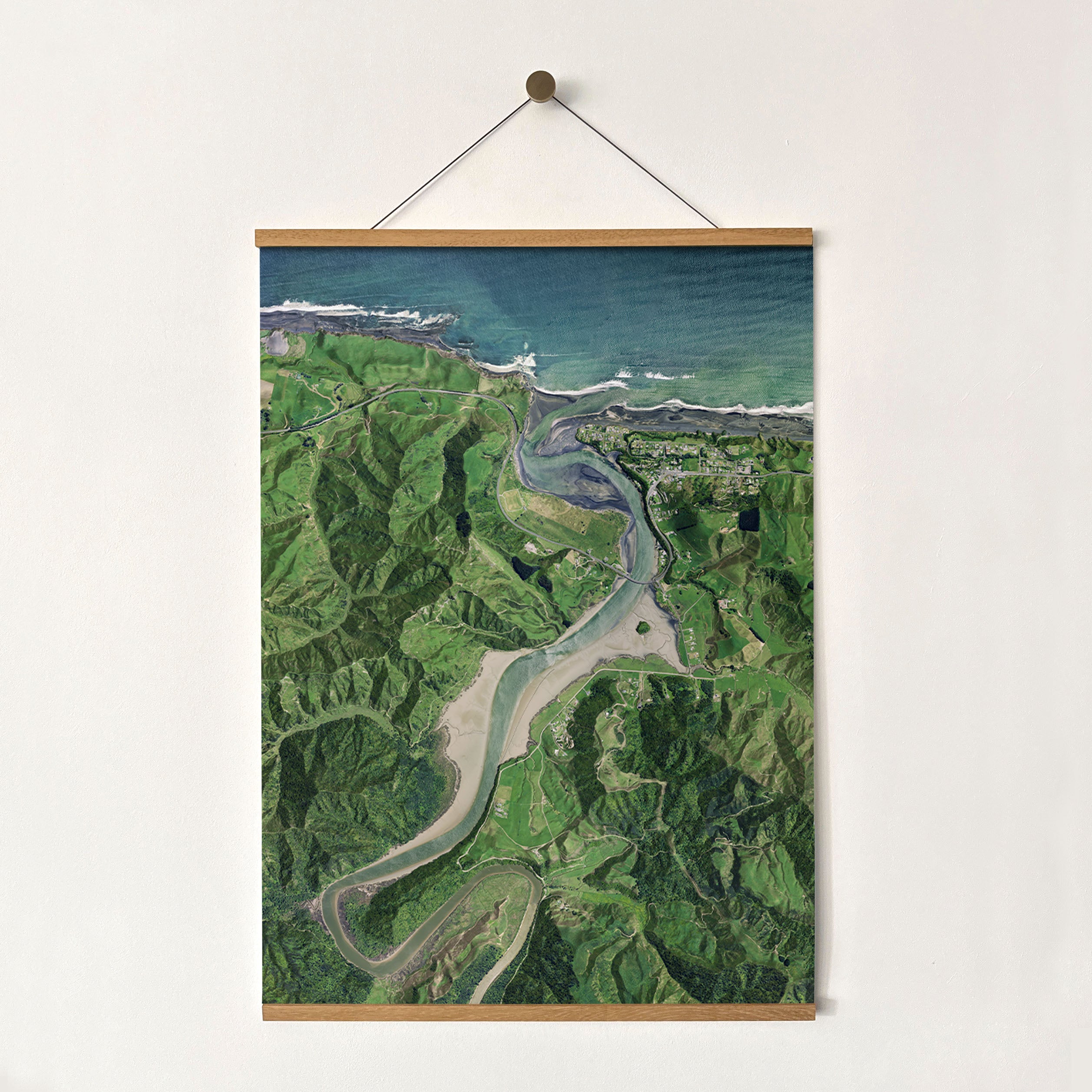 Mokau - Zoomed In on Township - Aerial Art