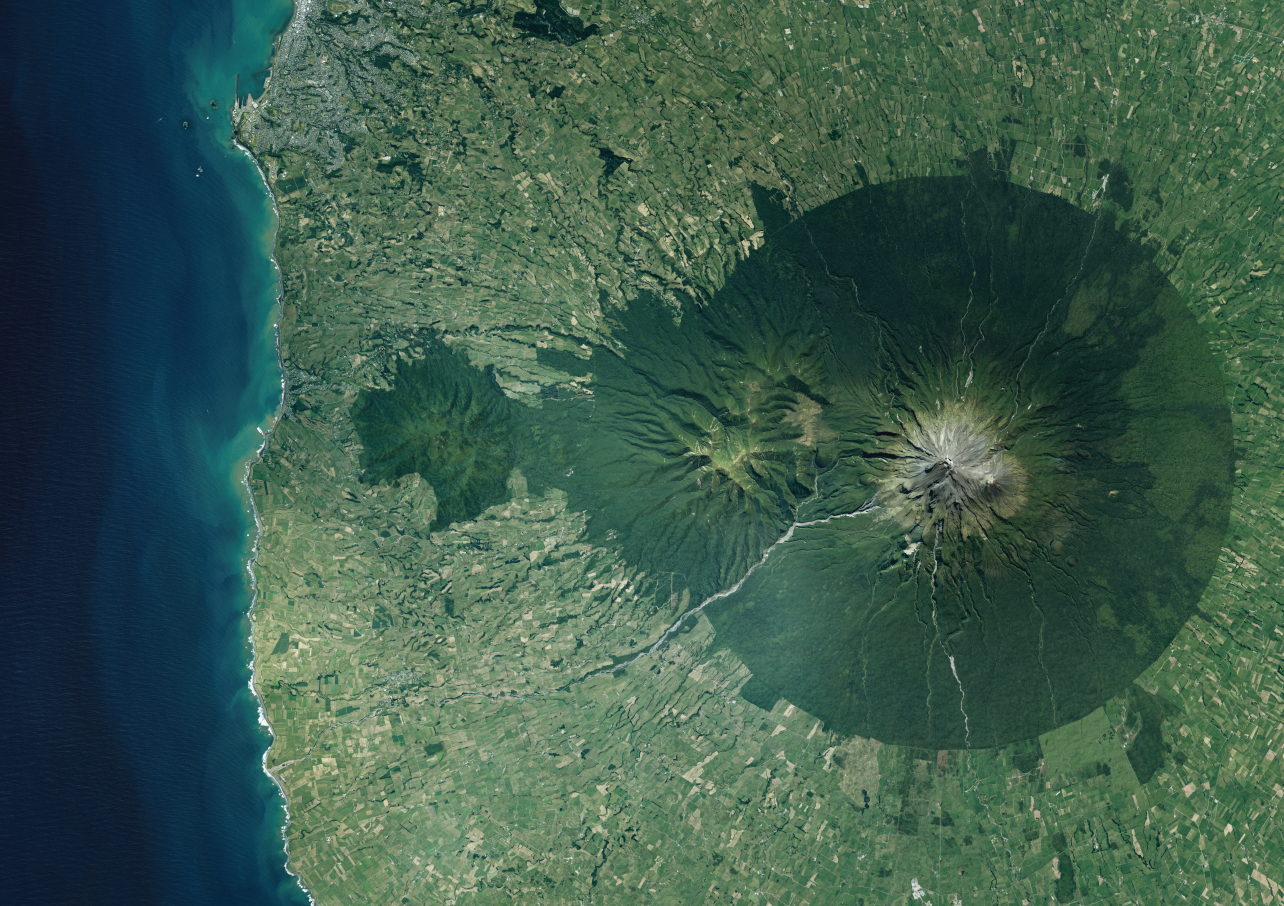 Mount Taranaki with Coastline - Aerial Art