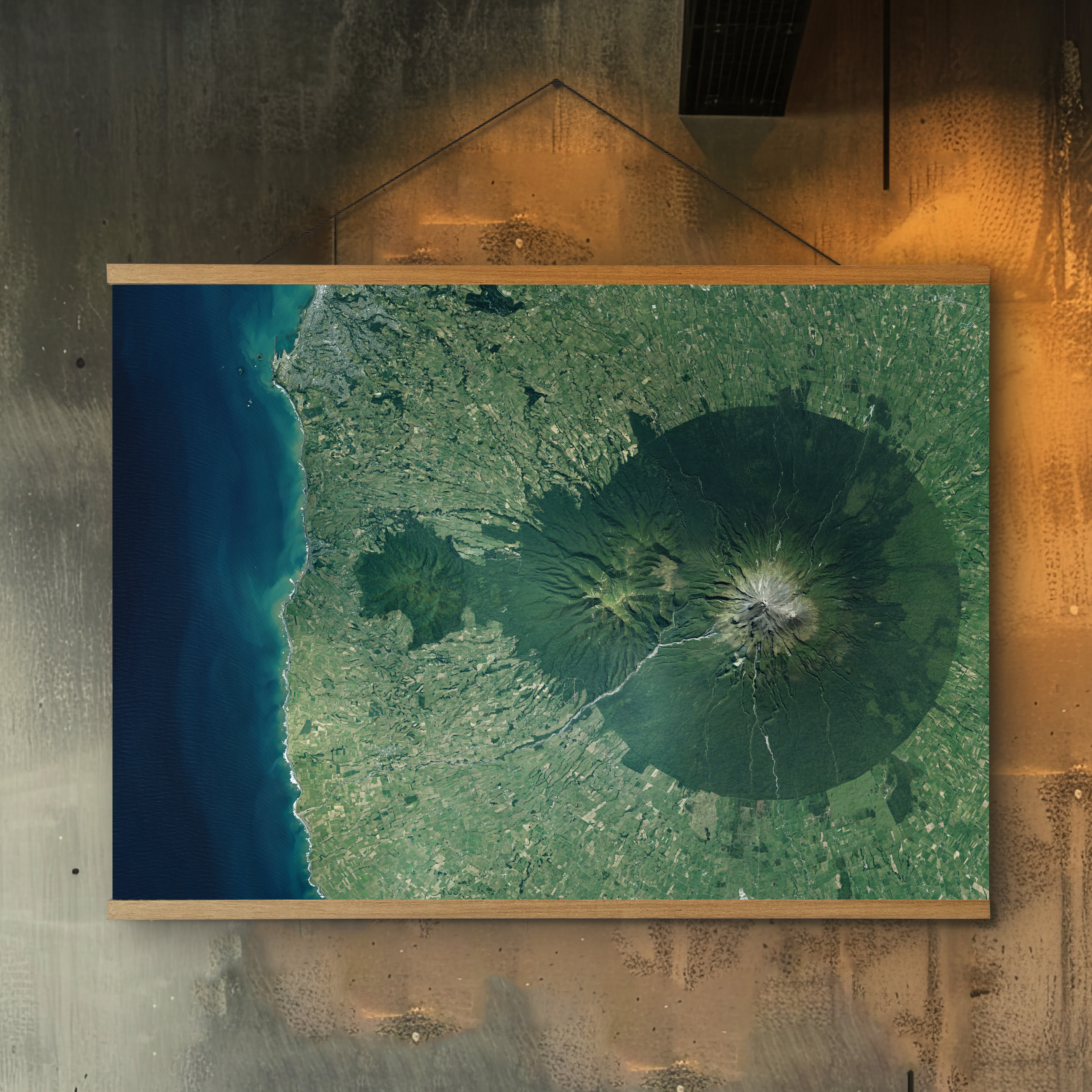 Mount Taranaki with Coastline - Aerial Art